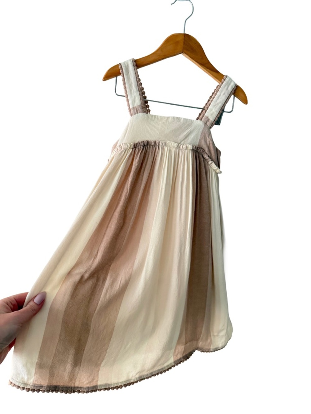 Tahari Cream Sun Dress with Light Brown Trim 5T